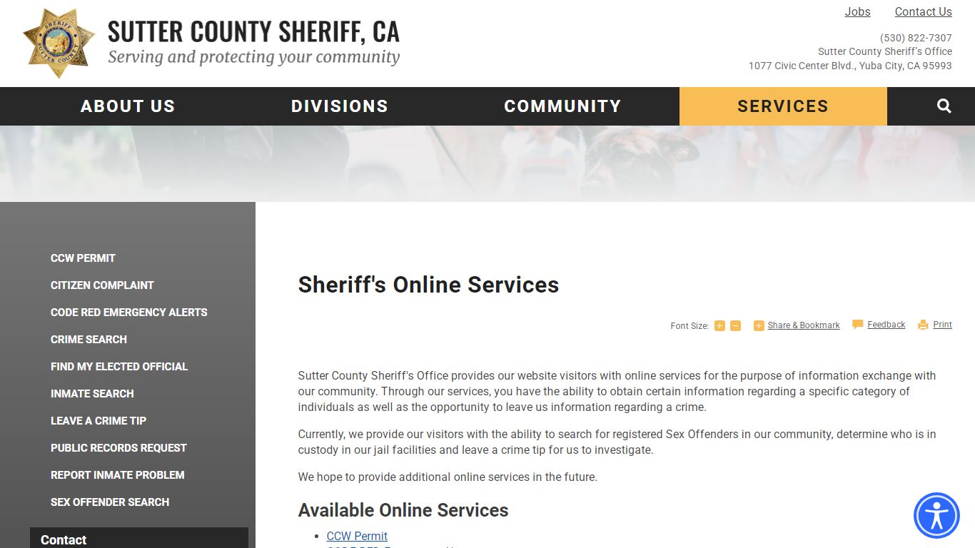 Sheriff's Online Services | Sutter County Sheriff, CA